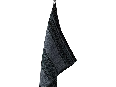 Hanging Gray Striped Bath Towel With Soft Absorbent Fabric Design 3d model
