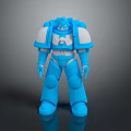 Blue Armored Robot 3D Model as Game Movie Sci Fi Character Design