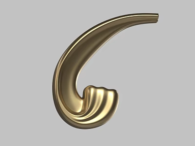 Ornate Golden Decorative Carving With Curved Metal Design And Shiny Surface 3d model