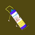 Industrial Gas Cylinder With Yellow Handle Blue Top And Warning Labels