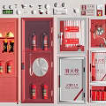Comprehensive Fire Equipment Display Featuring Fire Cabinets Extinguishers Hydrants Hoses Helmets And Axes