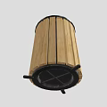 Wooden Roadside Trash Can With Black Lid And Striped Design For Street Facility Use