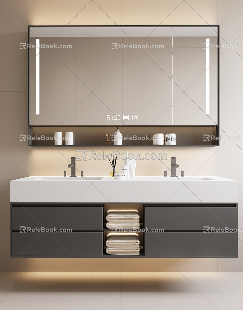 modern sink bathroom cabinet 3d model