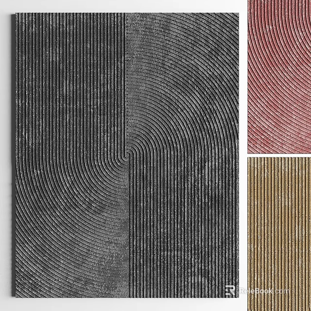 Stylish Photo Frame With Textured Striped Design In Black Red And Gold Colors 3d model 