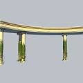 Classic Curved Pergola Structure With Columns Covered In Green Vines