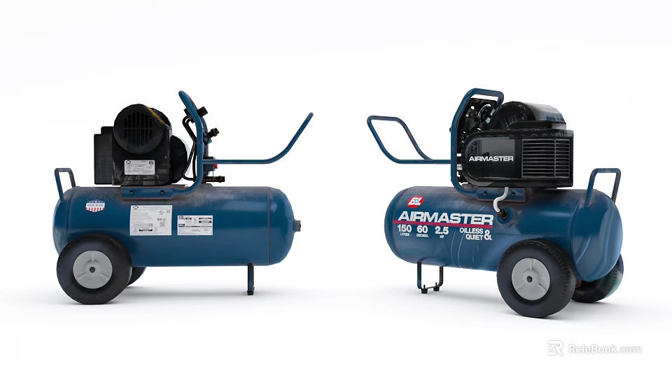 Portable ARMASTER Blue Industrial Air Compressors with Sturdy Wheels and Handles 3d model 