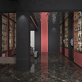 New Chinese Style Tobacco Hotel, Tobacco, Wine and Tea Shop, Black and Red Club Front Hall 3d model