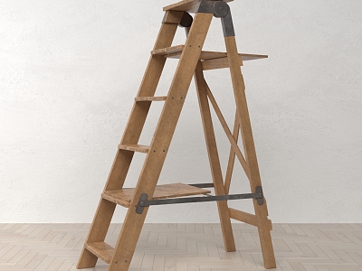 Staircase Stool Household Ladder Dual-purpose Small Wooden Ladder 3d model