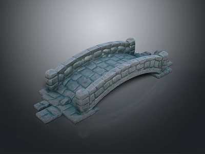 Detailed 3D Model of Stone Arch Bridge With Stone Slabs and Pillars 3d model