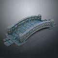 Detailed 3D Model of Stone Arch Bridge With Stone Slabs and Pillars