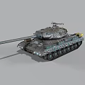 Armored Military Tank 3D Model With Detailed Turret Long Cannon And Tracks