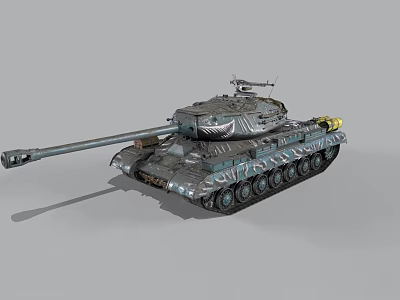 Armored Military Tank 3D Model With Detailed Turret Long Cannon And Tracks 3d model