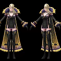 Two Game Movie Characters With Black Gold Robe Silver Yellow Armor And Blonde White Hair