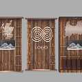 Wooden Wine Cabinet With Map Design Infinity Symbol Logo And Wine Bottle Racks