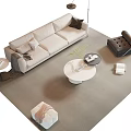 Modern Beige Sofa Coffee Table Set With Round Table Accent Chair And Area Rug 3d model