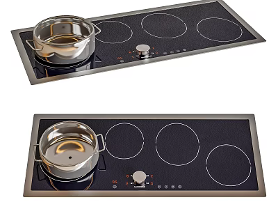 Modern Kitchen Appliance Electric Cooktop With Stainless Steel Pot On Surface 3d model