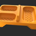 Orange Plastic Bathroom Accessory Drainer With Three Compartments And Handle