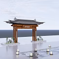 Door Head Ancient Architecture Scenic Spot Door Head 3d model