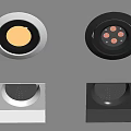 Modern Circular And Square Ceiling Mounted Downlights And Spotlights With White Black Finish