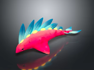 Vibrant Pink Fish with Blue Fins Yellow Spots and Blue Tail Design 3d model