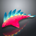 Vibrant Pink Fish with Blue Fins Yellow Spots and Blue Tail Design