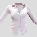 Pink And White Striped Collared Long Sleeved Shirt With Buttoned Front And Cuffed Sleeves