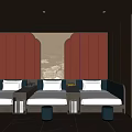 Luxurious SPA Sauna Lounge Interior With Comfortable Seating Warm Lighting And Decorative Wall Art
