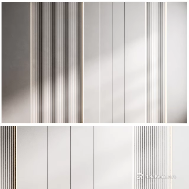 Modern Textured Background Wall Design With Vertical Panel Stripes And Smooth Surface Finish 3d model