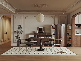 Modern Middle Ancient Style Restaurant Middle Style Dining Table and Chair 3d model