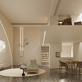 The living room space of the villa in the restaurant. 3d model