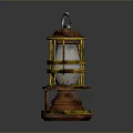 Vintage Metal Lantern With Copper Finish Gold Accents And Glass Shade