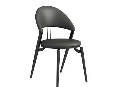 Modern Black Dining Chair with Curved Backrest Padded Seat and Metal Legs 3d model