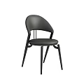 Modern Black Dining Chair with Curved Backrest Padded Seat and Metal Legs