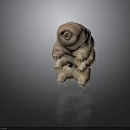 3D Rendered Tardigrade With Segmented Body Small Claws Light Brown On Dark Reflective Surface