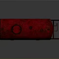 Rusty Red Industrial Oil Tank Placed On Metal Stand With Reflective Surface