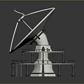 White Satellite Dish Structure With Platform Railing And Staircase Design 3d model