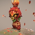 Cartoon samurai ninja deciduous maple leaf 3d model