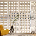 Cement brick partition cream wind prefabricated hollow cement brick screen tile hollow brick lazy sofa 3d model