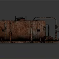 Rusty And Yellow Industrial Storage Tanks With Pipes And Valves