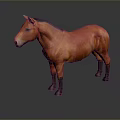 Red Horse Model With Black Mane And Legs On Dark Background