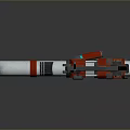 Red And Silver Heavy Duty Mechanical Weapon With Modern Design And Barrel Structure