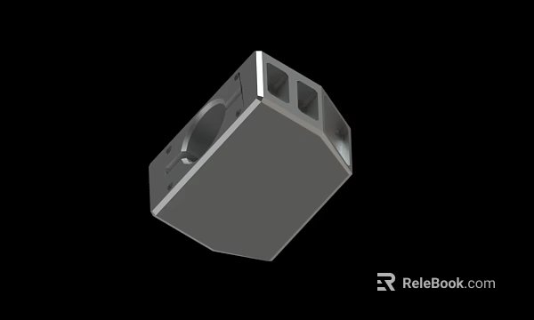 Silver Metallic Cube Mechanical Component With Holes And Cutouts Structure 3d model 