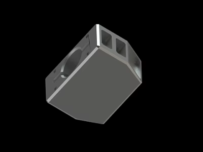 Silver Metallic Cube Mechanical Component With Holes And Cutouts Structure 3d model