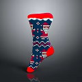 Warm Winter Knit Socks With Blue Red White Geometric Pattern Design
