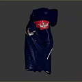 Navy Blue Hooded Jacket With Red Sleeves Striped Design And Chest Emblem