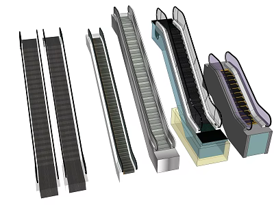 Various Types of Modern Elevators and Escalators with Different Design Styles 3d model
