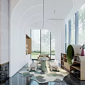 Modern Luxury Real Estate Sales Office Lobby With Marble Decorations And Residential Project Sand Table