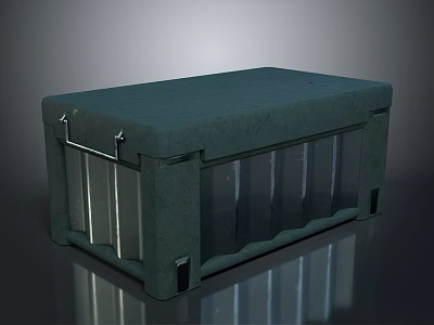Dark Green Equipment Storage Case Featuring Metal Clasps And Transparent Sides 3d model