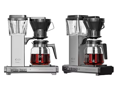 Silver And Black Electric Coffee Makers For Kitchen With Glass Carafe And Red Coffee 3d model