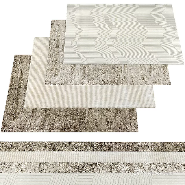 Modern Square Rugs With Geometric Patterns Soft Textures And Neutral Tones For Home Decor 3d model 